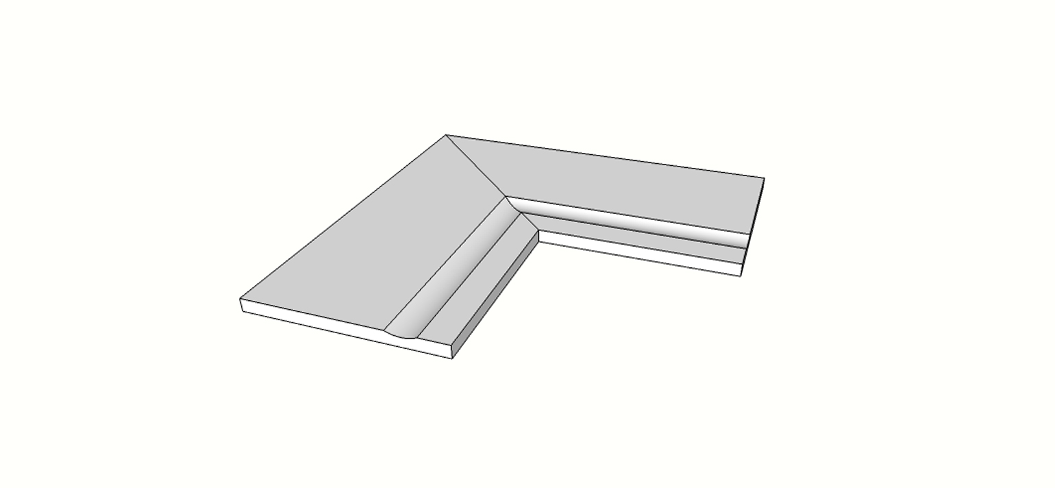 Flared Straight edge full internal angle (2 pcs) <span style="white-space:nowrap;">12"x24"</span> &nbsp; <span style="white-space:nowrap;">thk. 20mm</span>