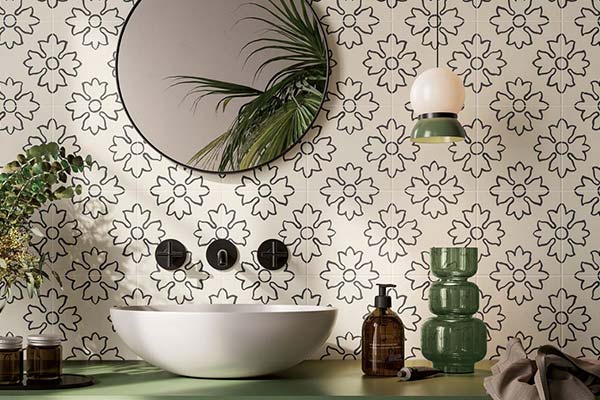 Ceramic wallpaper bathroom