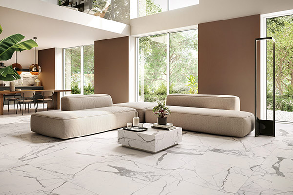 Marble-effect porcelain stoneware