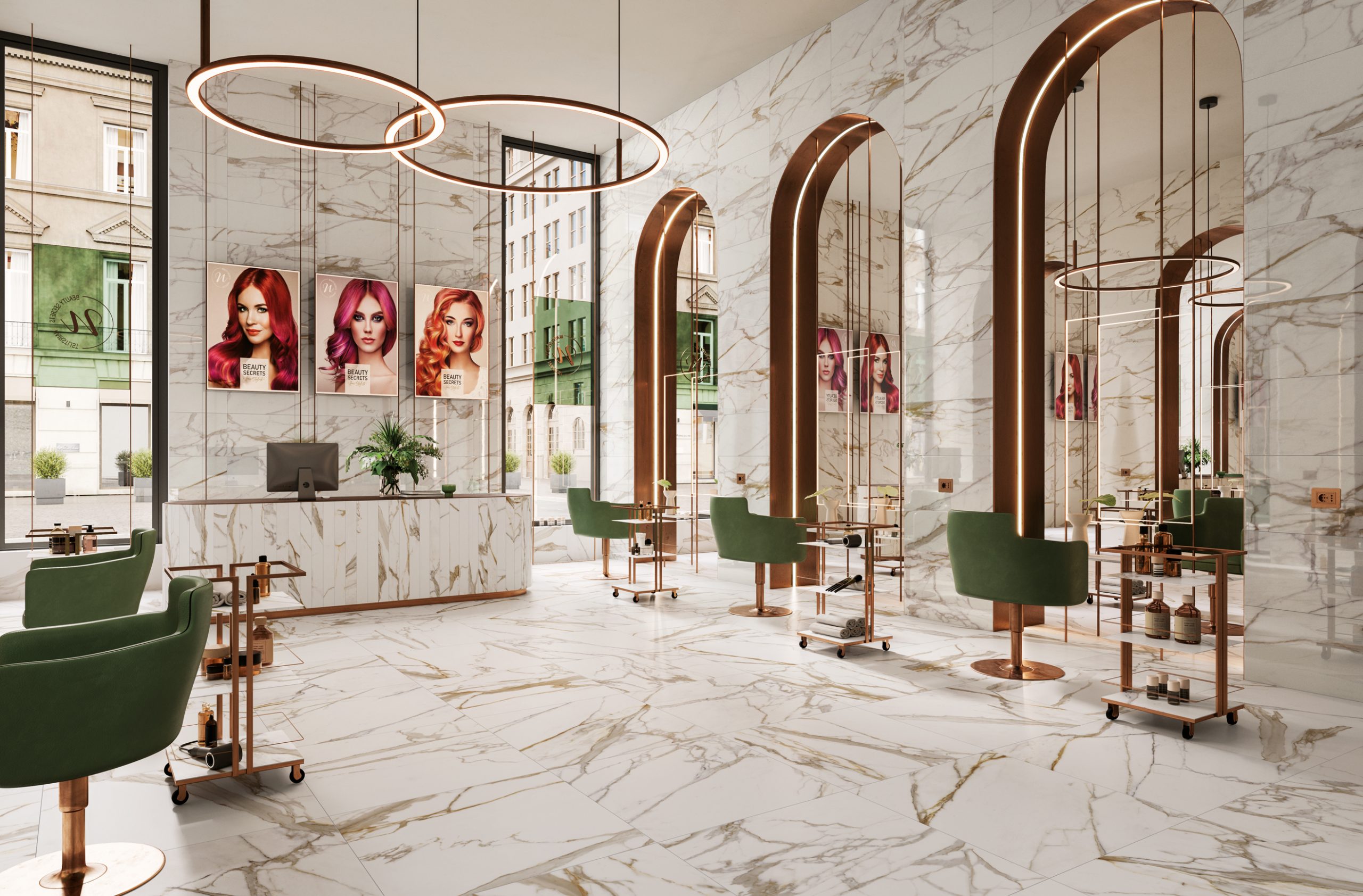 Marble effect covering