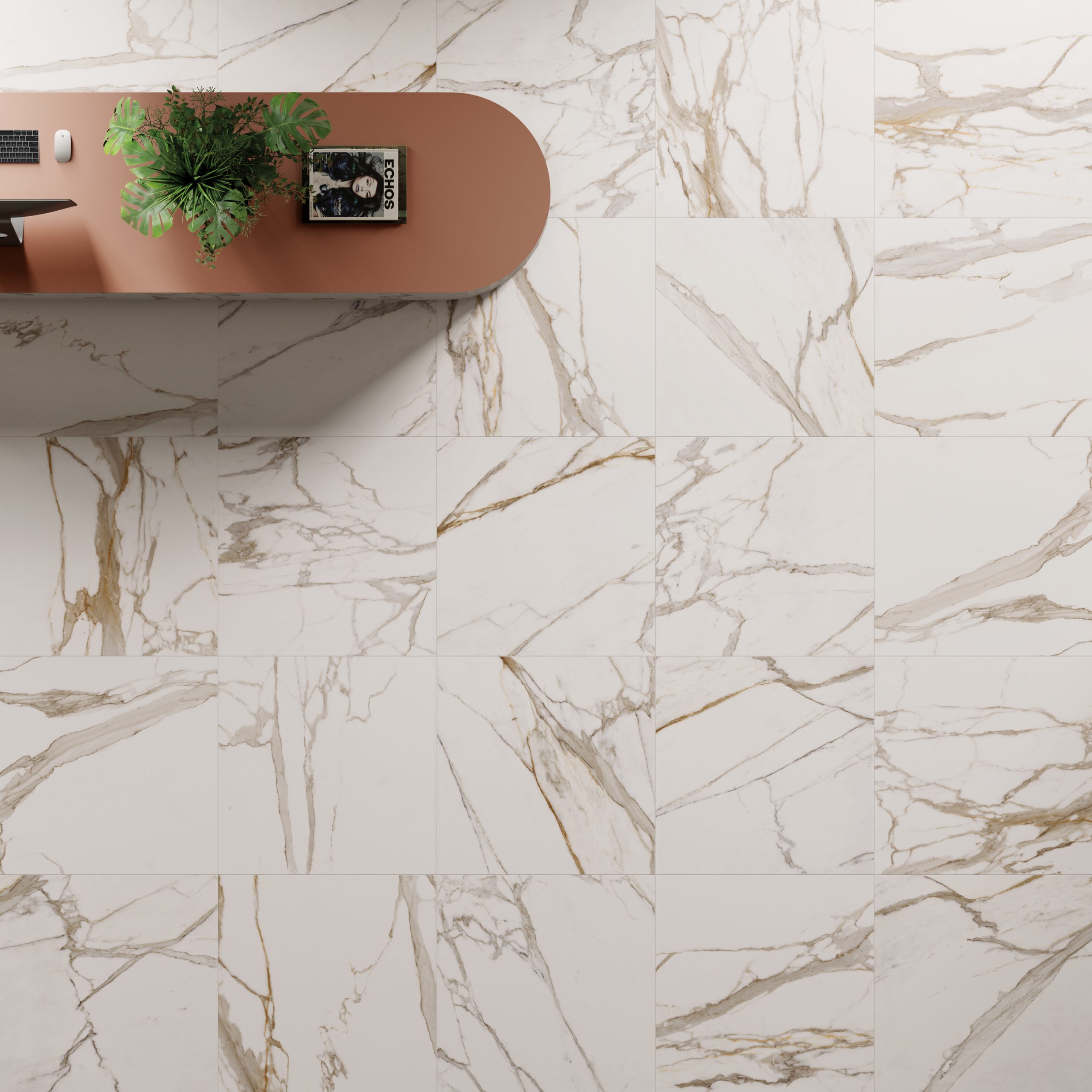 Marble imitation slab
